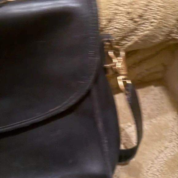 Classic Black Leather Coach Bag